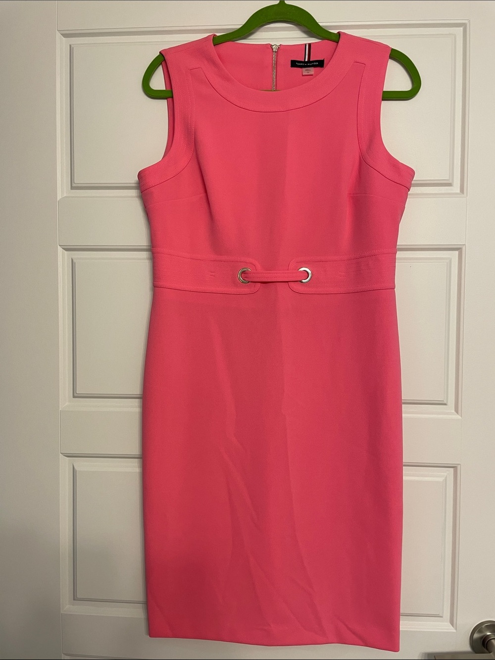 Tommy Hilfiger Hot Pink Sleeveless Sheath Dress with Waist Grommet Detail